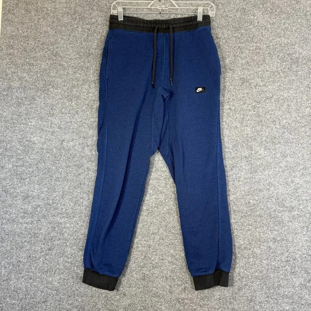 Nike Pants Mens Small Blue Joggers Sweatpants Fleece‎ Stretch Swoosh Slim Fit